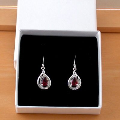 Boxed gift/sterling silver garnet drop earrings/garnet gemstone earrings/garnet jewellery/garnet jewelry/silver garnet earrings/uk