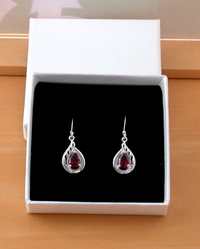 BOXED GIFT/Sterling Silver Garnet Drop Earrings/Garnet Gemstone Earrings/Garnet Jewellery/Garnet Jewelry/Silver Garnet Earrings/UK