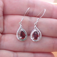 BOXED GIFT/Sterling Silver Garnet Drop Earrings/Garnet Gemstone Earrings/Garnet Jewellery/Garnet Jewelry/Silver Garnet Earrings/UK - Thumbnail 3