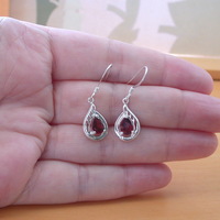 BOXED GIFT/Sterling Silver Garnet Drop Earrings/Garnet Gemstone Earrings/Garnet Jewellery/Garnet Jewelry/Silver Garnet Earrings/UK - Thumbnail 4