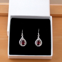 BOXED GIFT/Sterling Silver Garnet Drop Earrings/Garnet Gemstone Earrings/Garnet Jewellery/Garnet Jewelry/Silver Garnet Earrings/UK - Thumbnail 7
