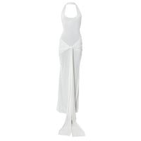 Sexy solid color sleeveless halterneck hip dress - Thumbnail 1