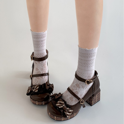 Chocolate chunky heeled mary jane shoes