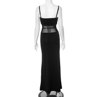 Twisted mesh fitted dress with detachable straps - Thumbnail 3