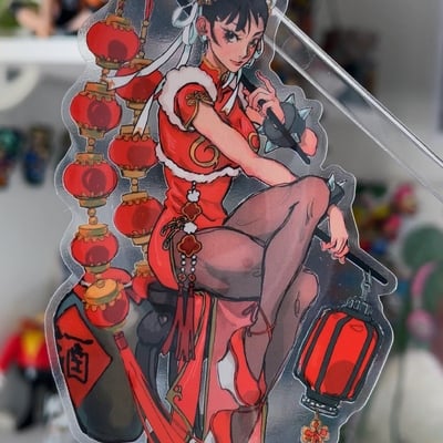 new year's red chun li transparent sticker
