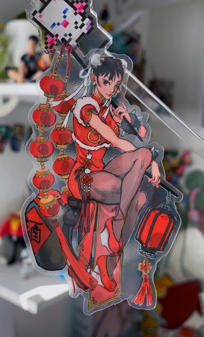  New Year's red Chun Li transparent sticker