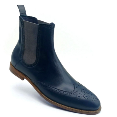 Crafted leather classic blue leather chelsea boot