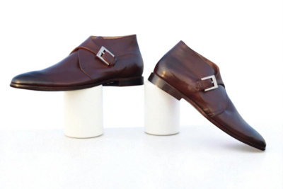 Crafted Leather Classic Brown Leather Monk Strap Chukka Dress Boot