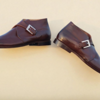 Crafted Leather Classic Brown Leather Monk Strap Chukka Dress Boot - Thumbnail 1