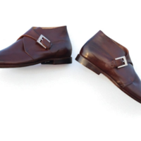 Crafted Leather Classic Brown Leather Monk Strap Chukka Dress Boot - Thumbnail 2