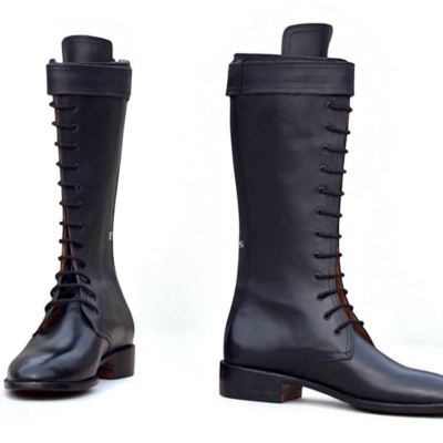 Crafted leather classic black leather long ankle high cowboy boot