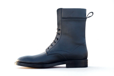 Crafted Leather Classic Men Black Leather Ankle High Lace up Military Long Boot