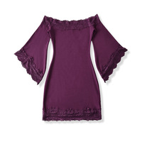 Lace one-shoulder dress with slim waist - Thumbnail 3