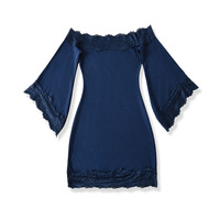 Lace one-shoulder dress with slim waist - Thumbnail 4