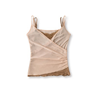 Contrast color fake two-piece lace splicing mesh camisole - Thumbnail 4
