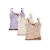 Contrast color fake two-piece lace splicing mesh camisole - Thumbnail 5