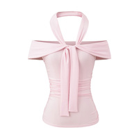 Tencel one-shoulder halter neck casual tube top - Thumbnail 2