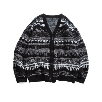 Retro knitted cardigan - Thumbnail 1