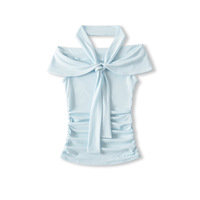 Tencel one-shoulder halter neck casual tube top - Thumbnail 3