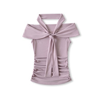 Tencel one-shoulder halter neck casual tube top - Thumbnail 4