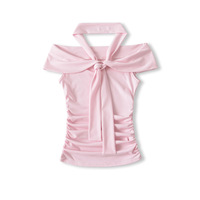 Tencel one-shoulder halter neck casual tube top - Thumbnail 5