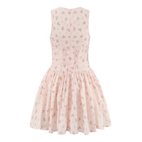Pastoral style cute pink floral cotton print V-neck mini dress - Thumbnail 1
