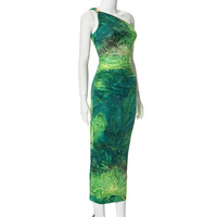 Printed one-shoulder high-waisted skirt - Thumbnail 6