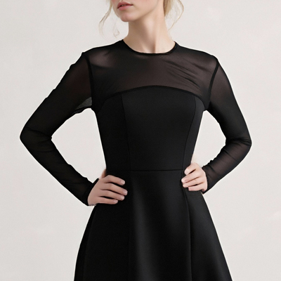 Elegant mesh short skirt with exposed waist