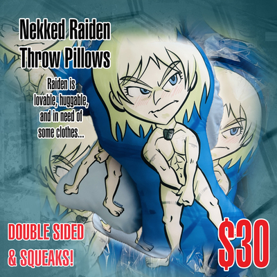 Nekked Raiden Throw Pillow