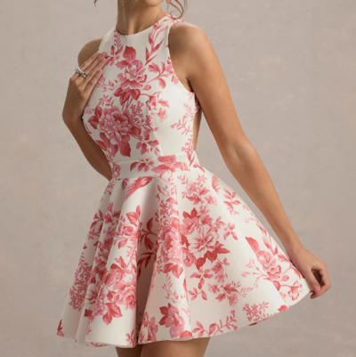 Fashion Sleeveless High Waist Backless Printed Dress