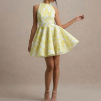 Fashion Sleeveless High Waist Backless Printed Dress - Thumbnail 1