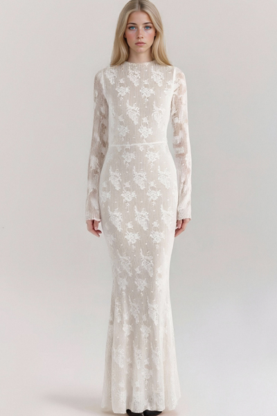 Round neck long skirt sexy hot girl temperament slim dress