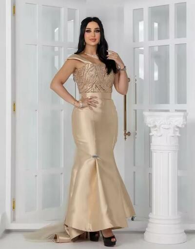 Customized Fashion Retro Square Collar Mermaid Sequin Prom Dresses Floor Length Tank Sleeveless Formal Evening Gowns 