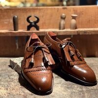 Handmade 2025 Restock Edition brown leather Fringe Monk Shoes All Sizes Avb - Thumbnail 1
