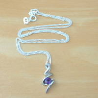BOXED GIFT/Amethyst Pendant & 18" Sterling Silver Chain/Amethyst Necklace/Amethyst Jewellery/Amethyst Jewelery/February Birthstone/UK - Thumbnail 2