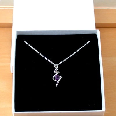 Boxed gift/amethyst pendant & 18" sterling silver chain/amethyst necklace/amethyst jewellery/amethyst jewelery/february birthstone/uk