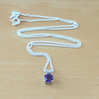 BOXED GIFT/Amethyst Solitaire Pendant & 18" Silver Chain/Amethyst Necklace/Amethyst Jewellery/Amethyst Jewelery/February Birthstone/UK - Thumbnail 2