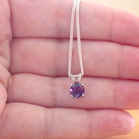 BOXED GIFT/Amethyst Solitaire Pendant & 18" Silver Chain/Amethyst Necklace/Amethyst Jewellery/Amethyst Jewelery/February Birthstone/UK - Thumbnail 3