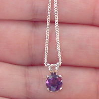 BOXED GIFT/Amethyst Solitaire Pendant & 18" Silver Chain/Amethyst Necklace/Amethyst Jewellery/Amethyst Jewelery/February Birthstone/UK - Thumbnail 4