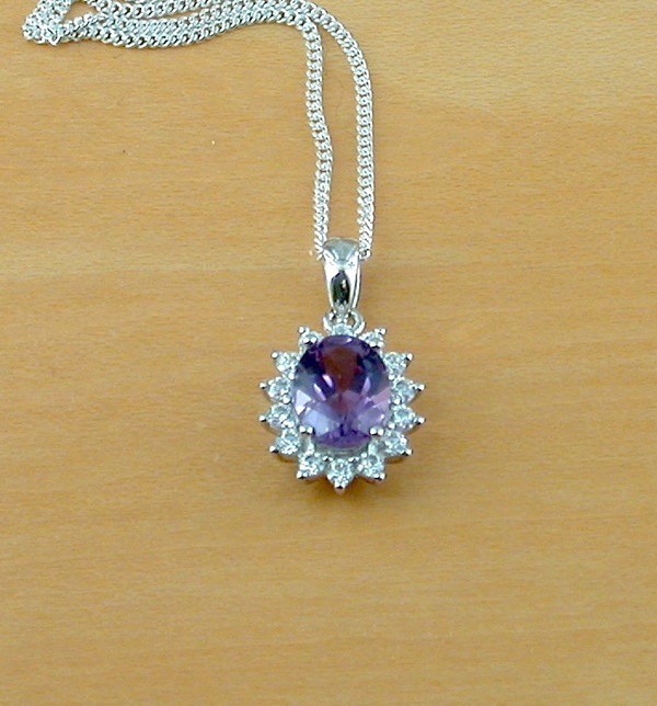 Sterling Silver Amethyst Pendant & Chain/Silver Amethyst Necklace UK/Amethyst Jewellery/Amethyst Jewelry/February Birthstone/Amethyst Gift