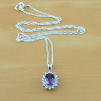 BOXED GIFT SET/Sterling Silver Amethyst Pendant & Chain/Silver Amethyst Necklace UK/Amethyst Jewellery/Amethyst Jewelry/February Birthstone/UK - Thumbnail 2