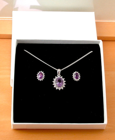 BOXED GIFT SET/Sterling Silver Amethyst Pendant & Chain/Silver Amethyst Necklace UK/Amethyst Jewellery/Amethyst Jewelry/February Birthstone/UK