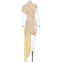 Slim fit women's sexy irregular ribbon hip dress - Thumbnail 7