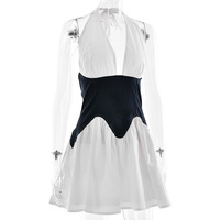 Sleeveless halter neck dress Fashion sexy hot girl backless color matching short skirt - Thumbnail 3