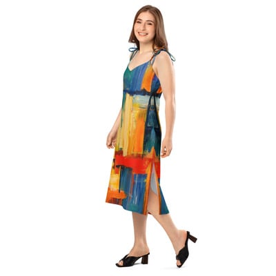 painted things tie-strap midi dress