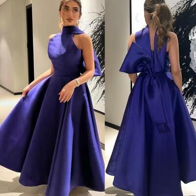 Customized elegant fashion high collar floor length sleeveless s ruched formal evening gowns summer 