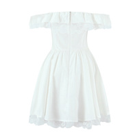 One-shoulder flying sleeves and lace bow waist puffy dress - Thumbnail 1