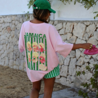 VINTAGE JAMAICA LEMON SHRIMP PINK TEE - Thumbnail 1