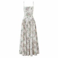 Gentle holiday style floral waist-length tube top dress - Thumbnail 3
