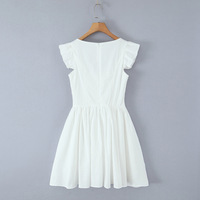 Sweet Flying Sleeves Herringbone Embroidered Square Neck Mini Dress - Thumbnail 1